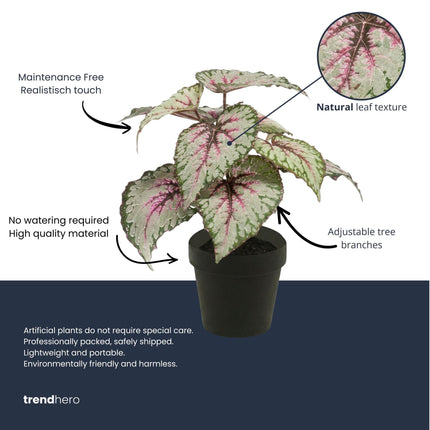Artificial Begonia plant in pot - ↕26 cm