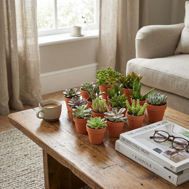Mini Succulent Mix - ↕5-10cm - Ø8.1cm - Terracotta Pots - 6x