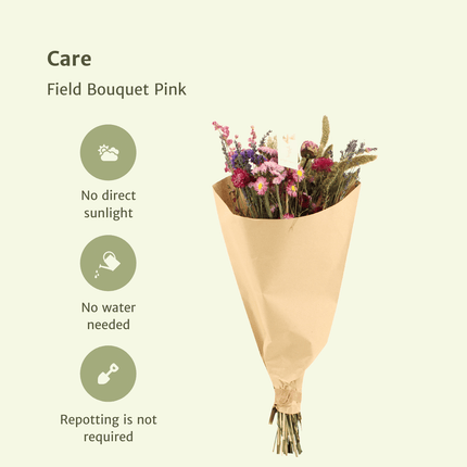 Dried flowers Field Bouquet Pink - Ø25cm - ↕60cm