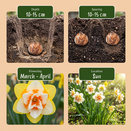 60x Narcissus Double mix - Bloembollen - Gevulde narcis mix - Diversen - Voorjaarsbloeier - Bolmaat 10/12