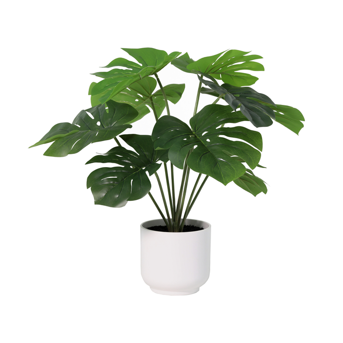 Plante Monstera Deliciosa artificielle en pot blanc - ↕50cm