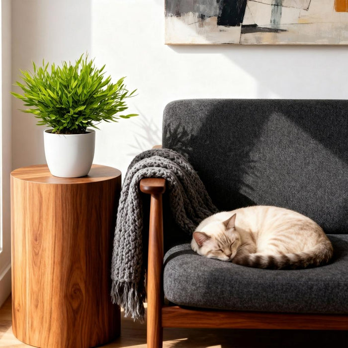 Bamusa Pogonatherum Monica - Bamboegras - met witte plantenpotten - ↕20cm - Ø12cm - 2x