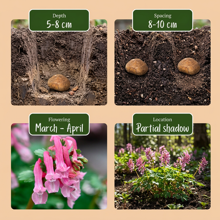 160x Corydalis Beth Evans - Bloembollen - Helmbloem Beth Evans - Wit en Paars - Verwilderingsbol - Bolmaat 6/+