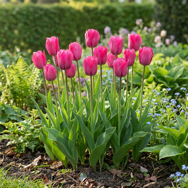 120x Tulipa Triumph Pink - Bloembollen - Triomftulp - Roze - Voorjaarsbloeier - Bolmaat 11/12
