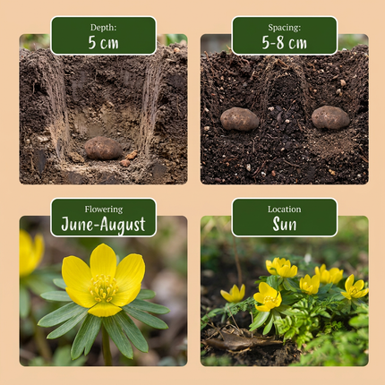 50x Eranthis Cilicica - Bloembollen - Cilicisch winterakoniet - Geel - Voorjaarsbloeier - Bolmaat 4/5