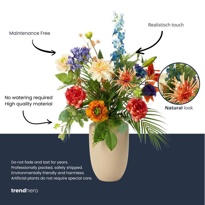 Artificial Flower Bouquet “Colorful Bloom Deluxe” – Real Touch – ↕70cm – 18 Stems