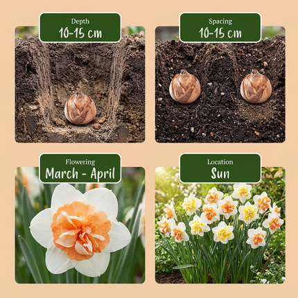 10x Narcissus Macaron Bloss - Bloembollen - Narcis Macaron Bloss - Wit en Geel - Voorjaarsbloeier - Bolmaat 12/14