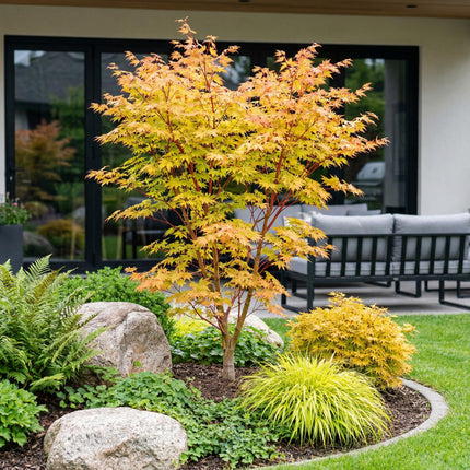 Acer palmatum Shaina - Japanse Esdoorn - Bladverliezend - Rood - Pot 26cm - Hoogte 90cm