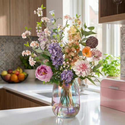 Kunstbloemen Boeket - Pastel Meadow Deluxe - Real Touch - 15 Stelen - ↕100 cm