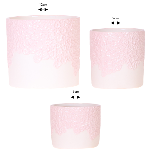 Kolibri Company | Oferta combinada | Maceta decorativa Bloom rosa – set de 6 cm + 9 cm + 12 cm