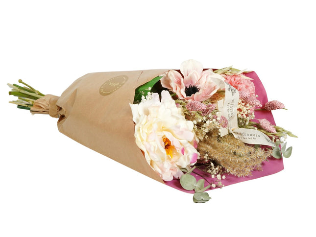 Flores secas y seda - Peonías Love - 4 ramos - ↕55cm