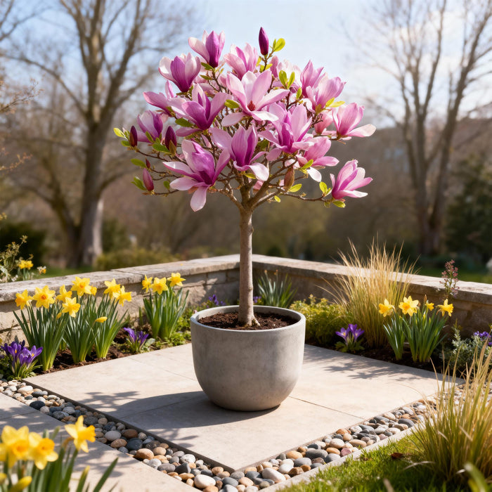 Magnolia Susan - Terras Plant - Bladverliezend - Winterhard - Roze Bloem - Pot 19cm Hoogte 90cm
