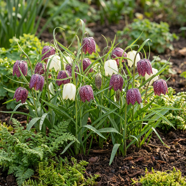 120x Fritillaria Meleagris Mix - Cebule kwiatowe - Mieszanka szachownicy - Fioletowo-biała - Cebula naturalizująca - Rozmiar cebuli 6/7