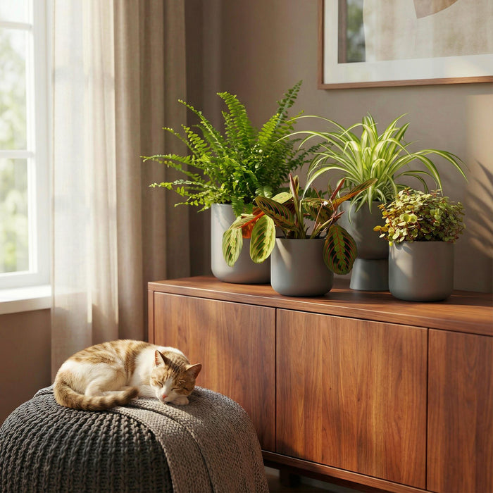 Chlorophytum - Maranta - Calissia - Nephrolepsis - Mix van 4 - Huisdiervriendelijke Planten - Pot 12cm - Hoogte 25cm