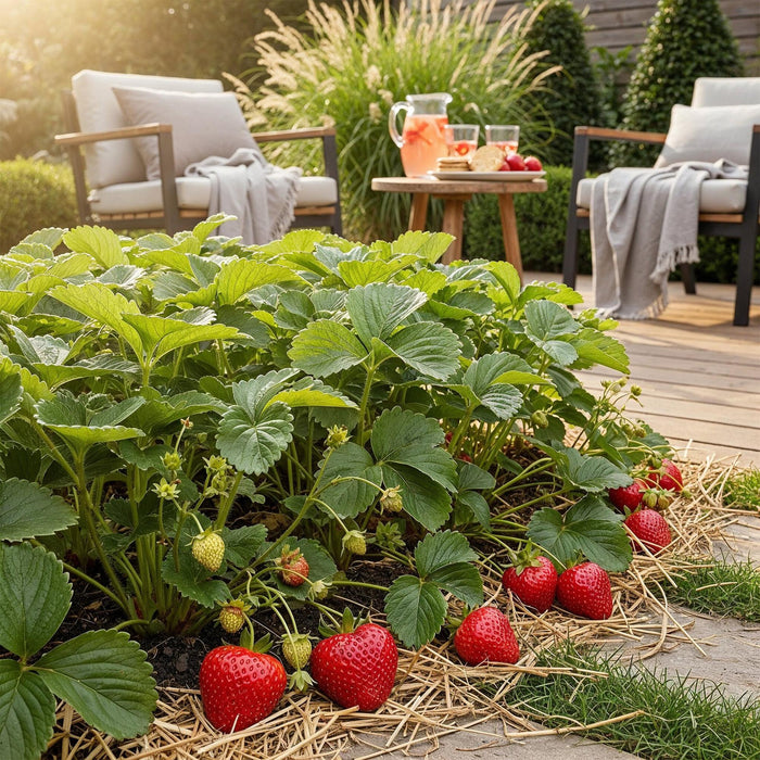Fraisier - Fragaria Elvira - Rustique - 3 plants - Pot de 9 cm - Fraise rouge