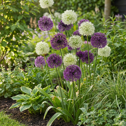 40x Allium Purple - Bloembollen - White Mix - Sierui paars-wit mix - Paars en Wit - Zomerbloeier - Bolmaat 10/12