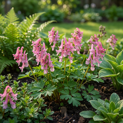 40x Corydalis Beth Evans - Bloembollen - Helmbloem Beth Evans - Wit en Paars - Verwilderingsbol - Bolmaat 6/+