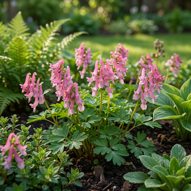 40x Corydalis Beth Evans - Cebulki kwiatowe - Fringe Beth Evans - Białe i fioletowe - Cebula naturalizująca - Rozmiar cebuli 6/+
