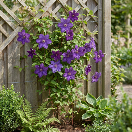 Clematis The President - Bosrank 6x - Paars - Klimplant - Ø9cm - ↕35cm