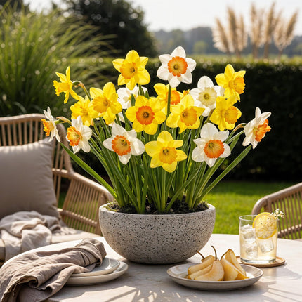 Bulbes de fleurs - Narcisses à grandes fleurs en coupe - Mélange jaune et blanc - 15 bulbes - Calibre 12/14 - Paquet XXL