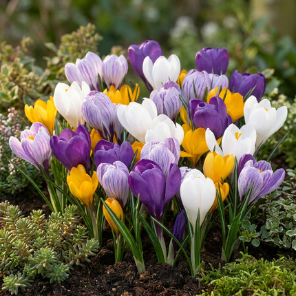 60x Crocus Large Flowering Mix - Bloembollen - Grootbloemige krokus mix - Diversen - Voorjaarsbloeier - Bolmaat 7/8