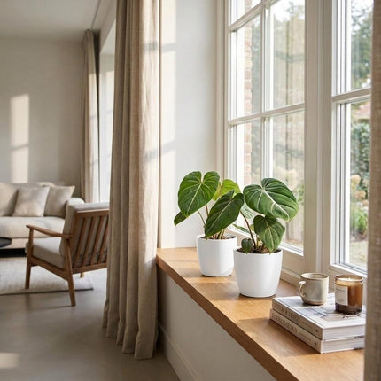 Philodendron Gloriosum - Glorie Philodendron - 4x - met Potter Wit - Pot 12cm - Hoogte - 25cm