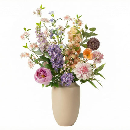 Kunstbloemen Boeket - Pastel Meadow Deluxe - Real Touch - 15 Stelen - ↕100 cm