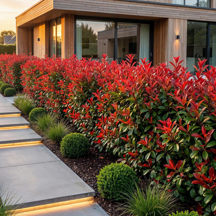 Photinia fraseri Red Robin - Glansmispel - 40x Haagplanten - Groenblijvend - Rood - Pot 9cm - Hoogte 25-35cm