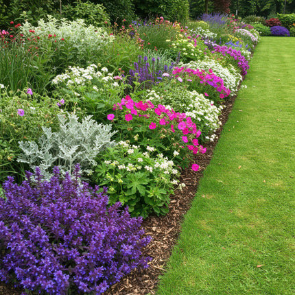 Borderpakket - Bodembedekkend - 24 Vaste planten - 3 m2 - Diversen kleuren - Weinig Onderhoud - Ø11cm