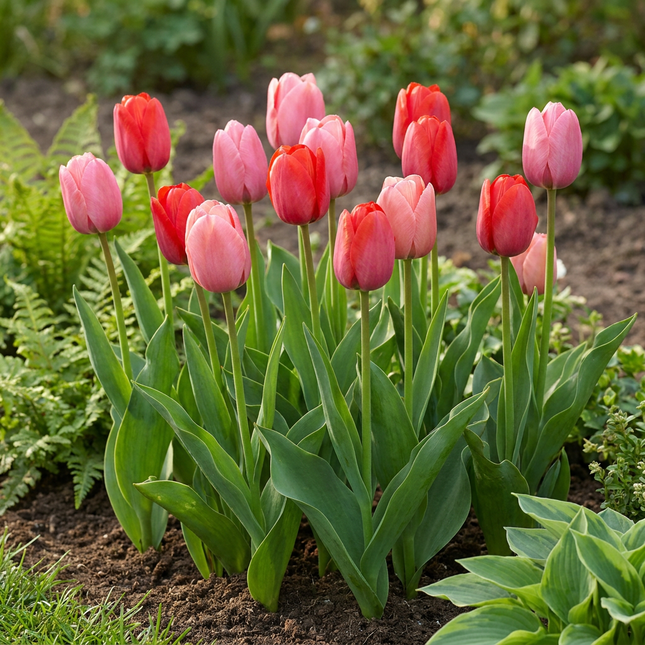 160x Tulipa Pink - Red - Bloembollen - Tulp - Roze en Rood - Voorjaarsbloeier - Bolmaat 10/12
