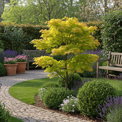Japanse Esdoorn - Acer palmatum Jordan - Geel - ↕70cm - Ø19cm - 2x