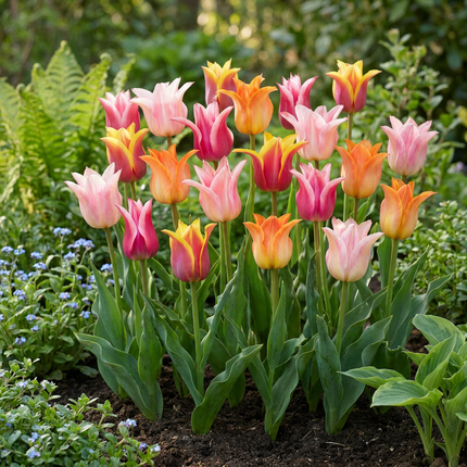 12x Tulipa Ballade mix - Bloembollen - Lelievormige tulp Ballade mix - Diversen - Voorjaarsbloeier - Bolmaat 11/12