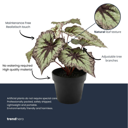 Artificial Begonia plant in pot - ↕26 cm