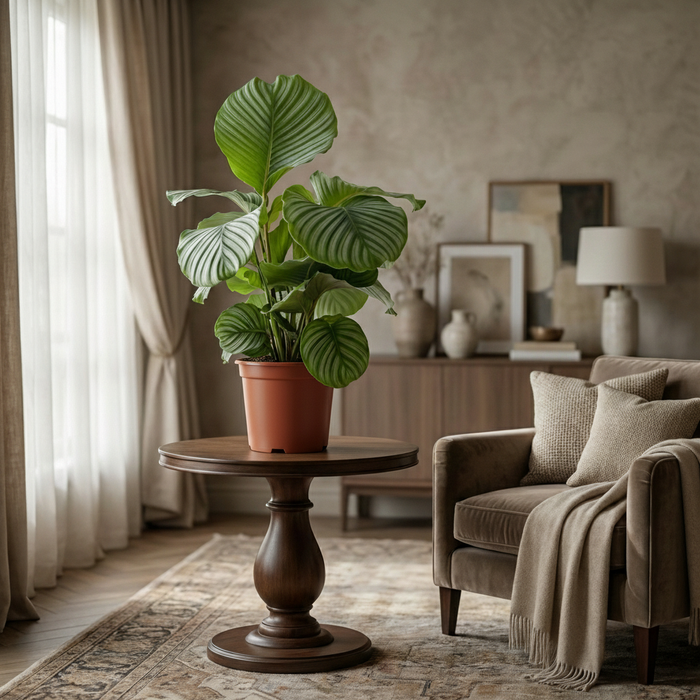 Calathea Orbifolia - Pauwenplant - ↕60-70cm - Ø21cm