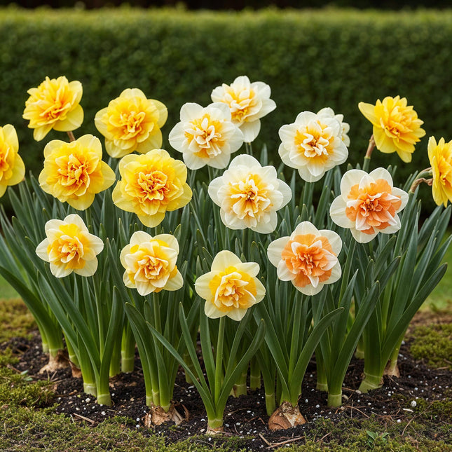 Bulbi di fiori - Narcisi doppi misti - Colore giallo e bianco - 10 pezzi - Dimensione bulbo 12/14 - Confezione XXL