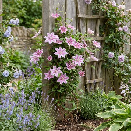 Clematis Piilu - Bosrank 6x - Wit - Roze - Klimplant - Ø9cm - ↕35cm