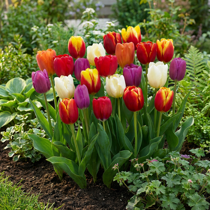 140x Tulipa Triumph mix - Bloembollen - Triomf-tulp mix - Diversen - Voorjaarsbloeier - Bolmaat 11/17