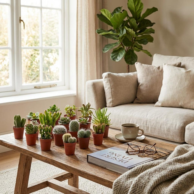 Mix of Real Cacti and Succulents - ↕5-10cm - Ø5.5cm - 6x