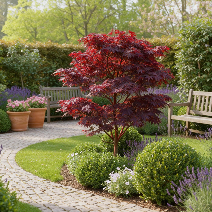 Acer palmatum Atropurpureum - Violet - Pot de 12 cm, Hauteur 35 cm - Lot de 3
