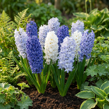 10x Hyacinthus Blue water mix - Bloembollen - Blauwe hyacint - Blauw - Voorjaarsbloeier - Bolmaat 14/15