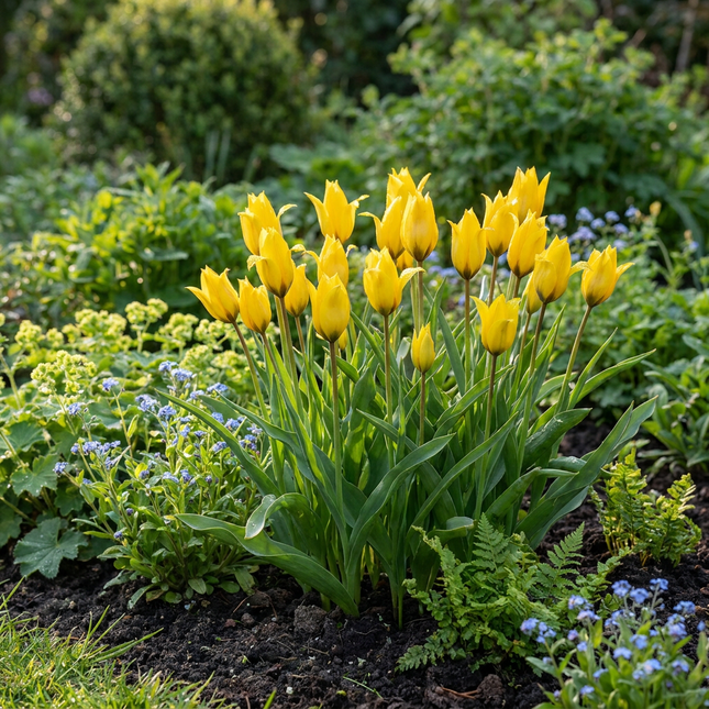 160x Tulipa Sylvestris - Bloembollen - Bosdravik - Geel - Verwilderingsbol - Bolmaat 5/6