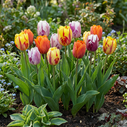 120x Tulipa Flaming Beauty Mix - Blomsterløg - Tulip Flaming Beauty Mix - Diverse - Forårsblomstrende - Løgstørrelse 11/12