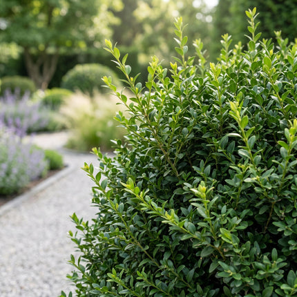Buxus sempervirens - Palmboompje - 16x Haagplanten - Groenblijvend - Groen - Pot 9cm - Hoogte 20-25cm