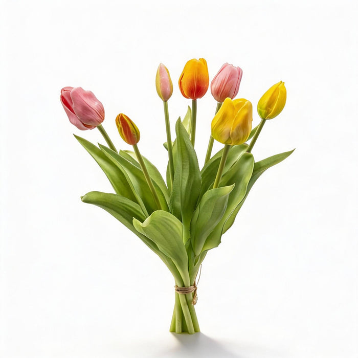 Tulip Bouquet - Cheerful Mix - ‘Real Touch’ Artificial Tulips - 7 stems - 42 cm
