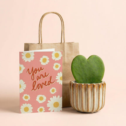 Gift Set - Love Set - Heart-shaped plant, pot, greeting card & gift bag
