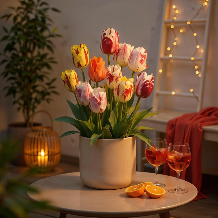 Bloembollen - Tulp Flaming Beauty mix - Diversen Kleuren - 15 stuks - Bolmaat 11/12 - XXL Pack