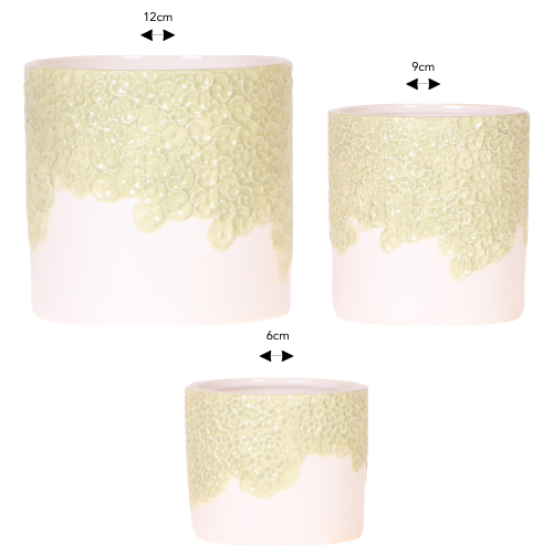 Kolibri Company | Oferta combinada | Maceta decorativa Bloom verde – set de 6 cm + 9 cm + 12 cm
