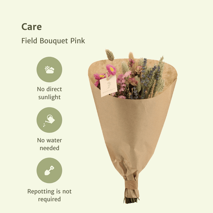 Bouquet di fiori secchi da campo rosa - Ø15cm - ↕35cm