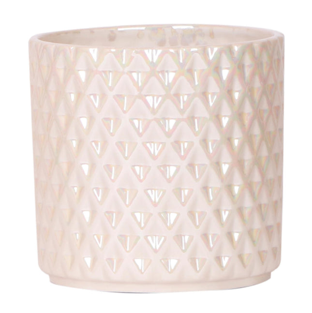 Kolibri Home | Doniczka dekoracyjna z perłą diamentową - Trawertyn - Ø12 cm