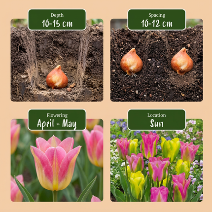 24x Tulipa Strawberry Lemonade - Bloembollen - Tulp Aardbeienlimonade - Diversen - Voorjaarsbloeier - Bolmaat 11/12